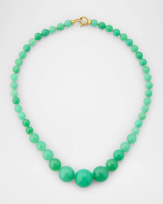 Chrysoprase Beaded Necklace with 18K Yellow Gold Clasp